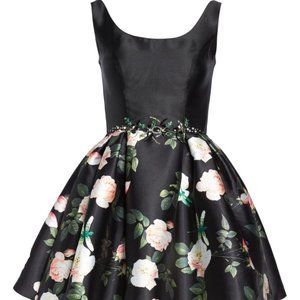 MAC DUGGAL BEADED WAIST FLORAL FIT & FLARE DRESS sz 6